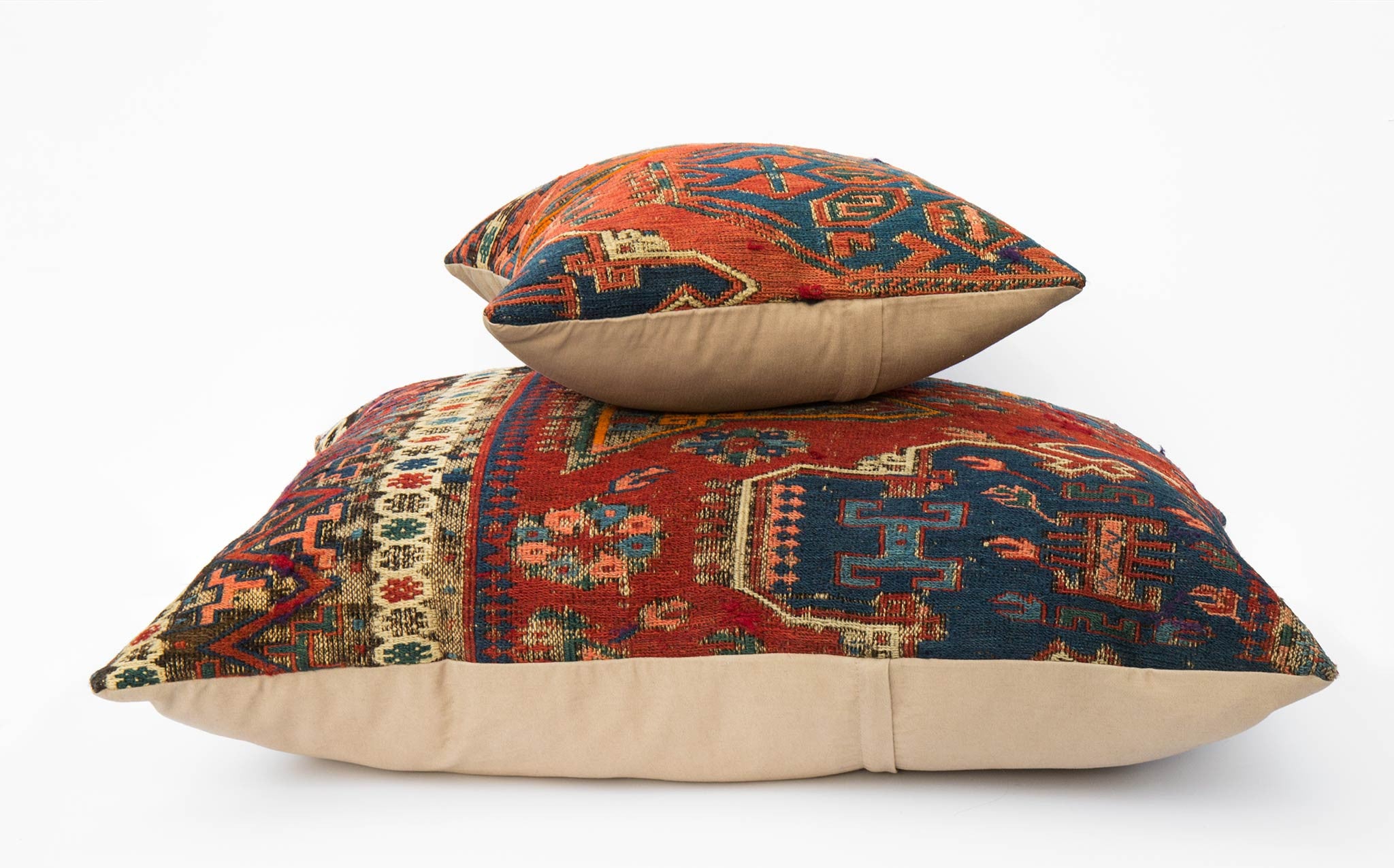 Antique Turkish Wool Kilim Oversized Seat Pillow