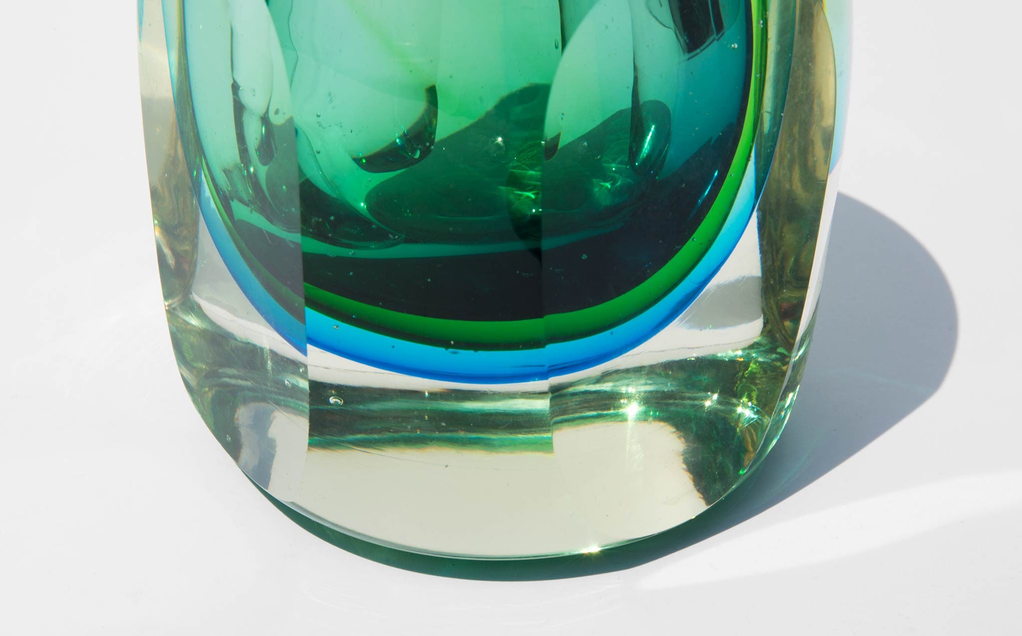 Mid Century Aqua Glass Vase