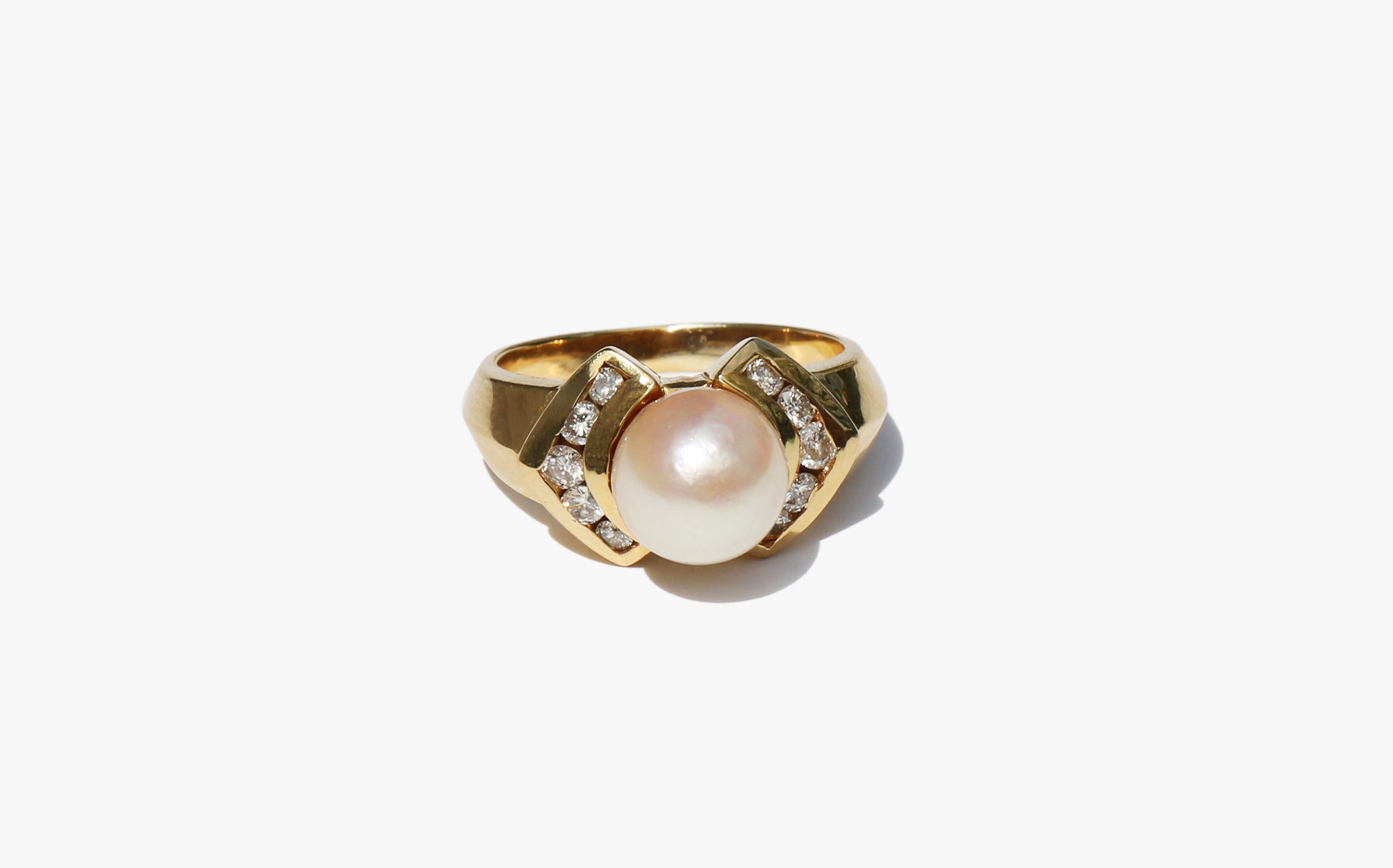 Deco Pearl and Diamond Ring