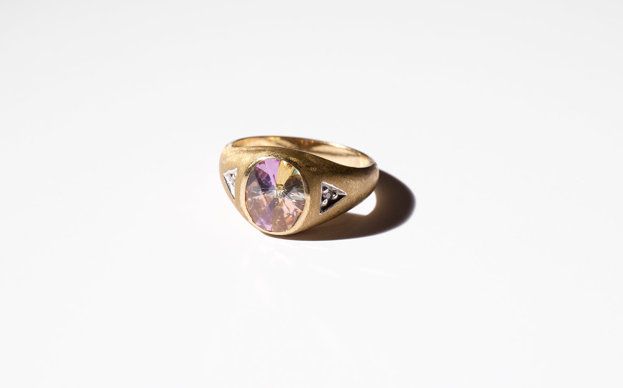 Rainbow Crystal and Diamond Ring