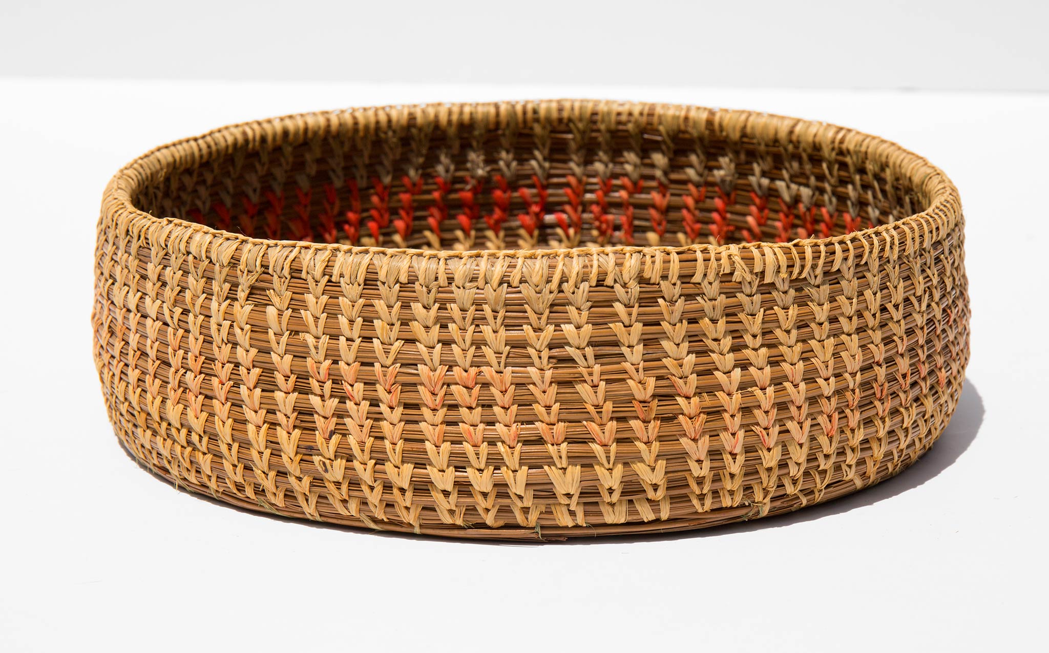 Hand Woven Raffia and Pine Needle Basket