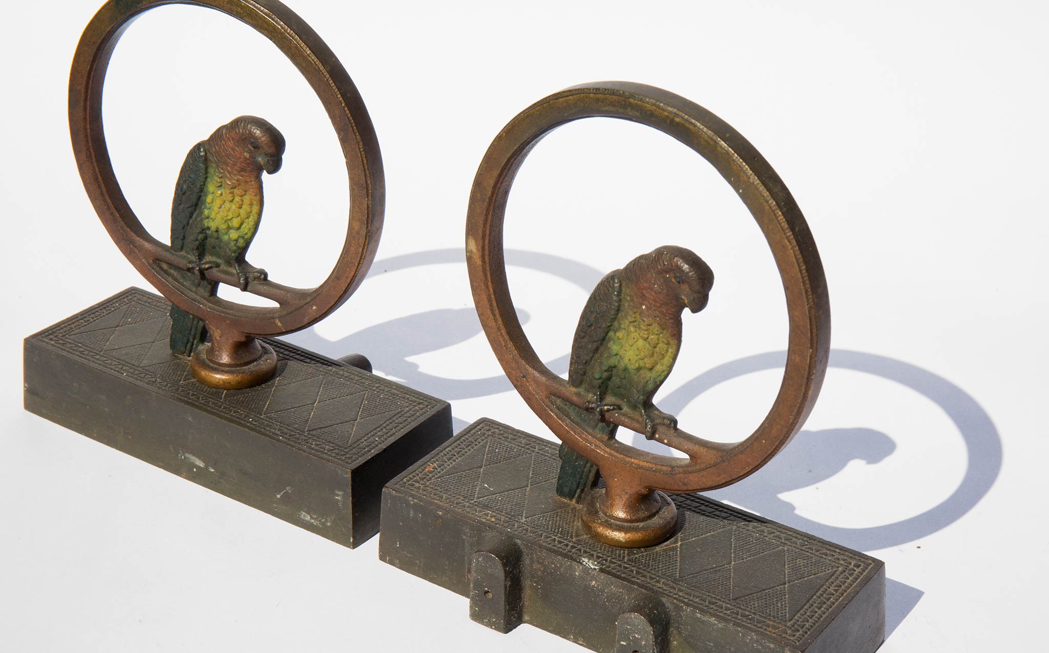 Painted Parrot Bookends