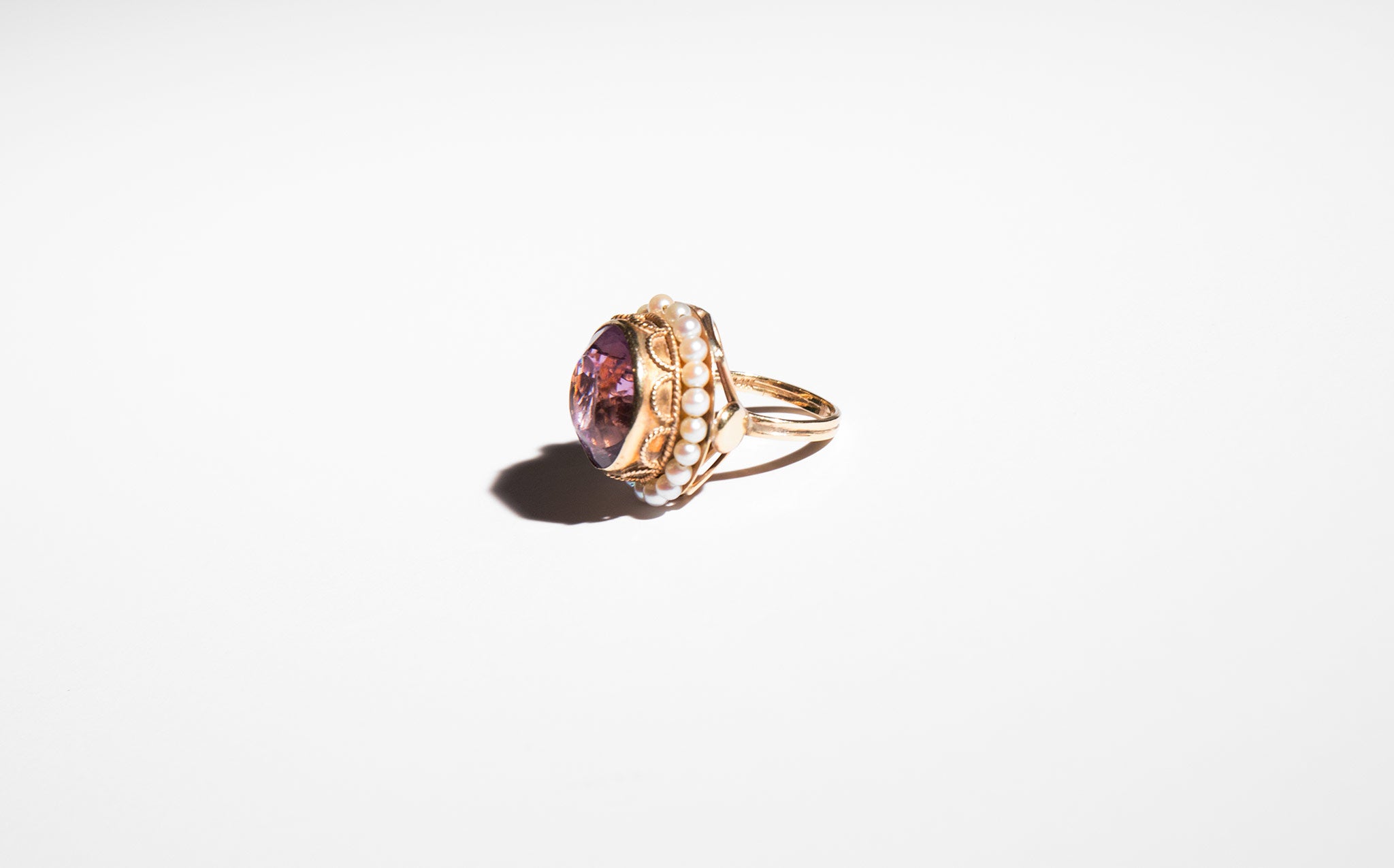 Amethyst and Seed Pearl Cocktail Ring