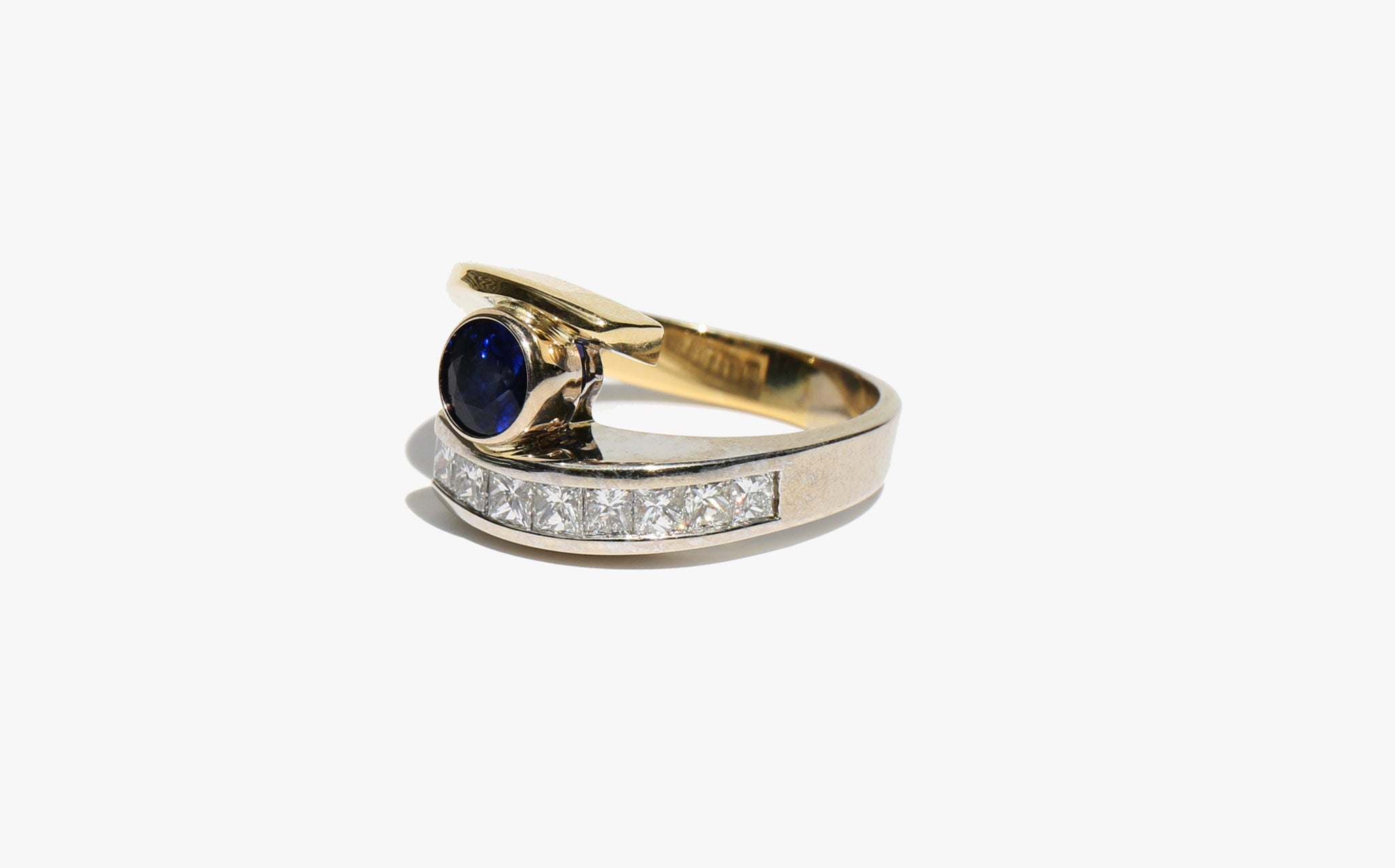 Two Tone Diamond and Sapphire Ring