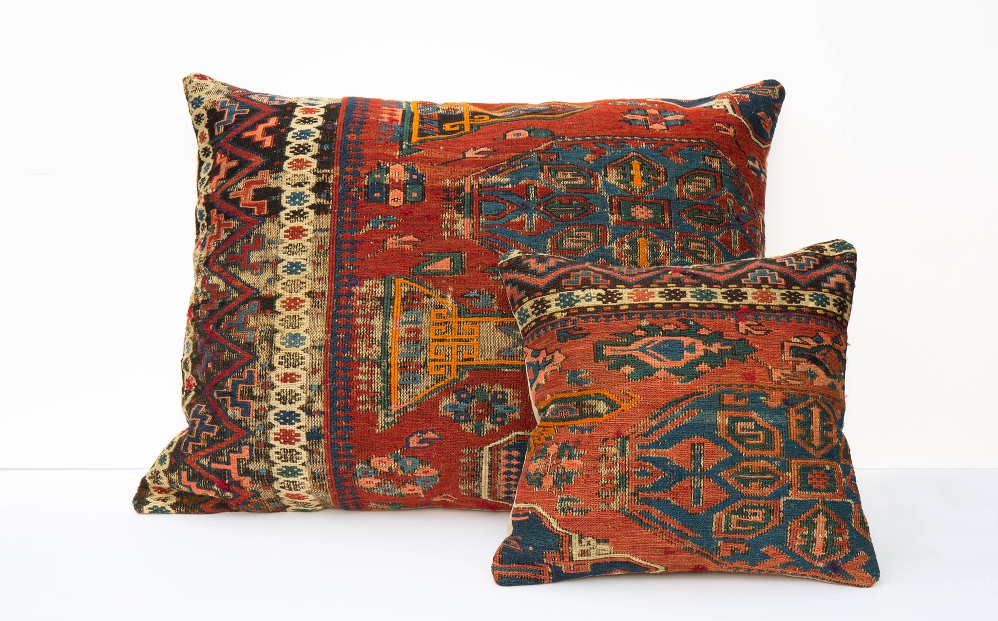 Antique Turkish Wool Kilim Oversized Seat Pillow