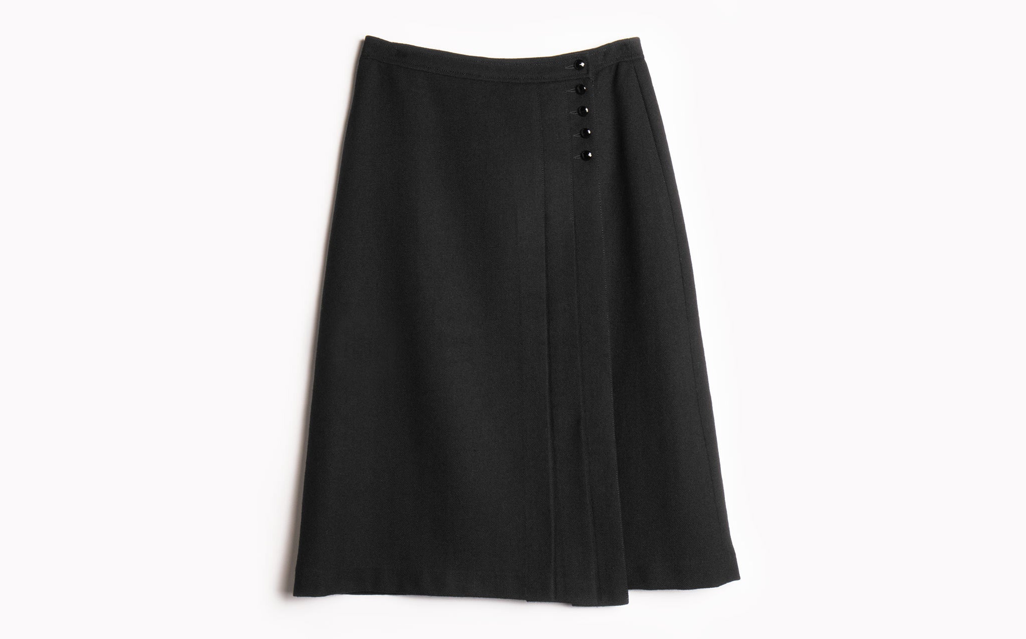 Faceted Button Wool Skirt