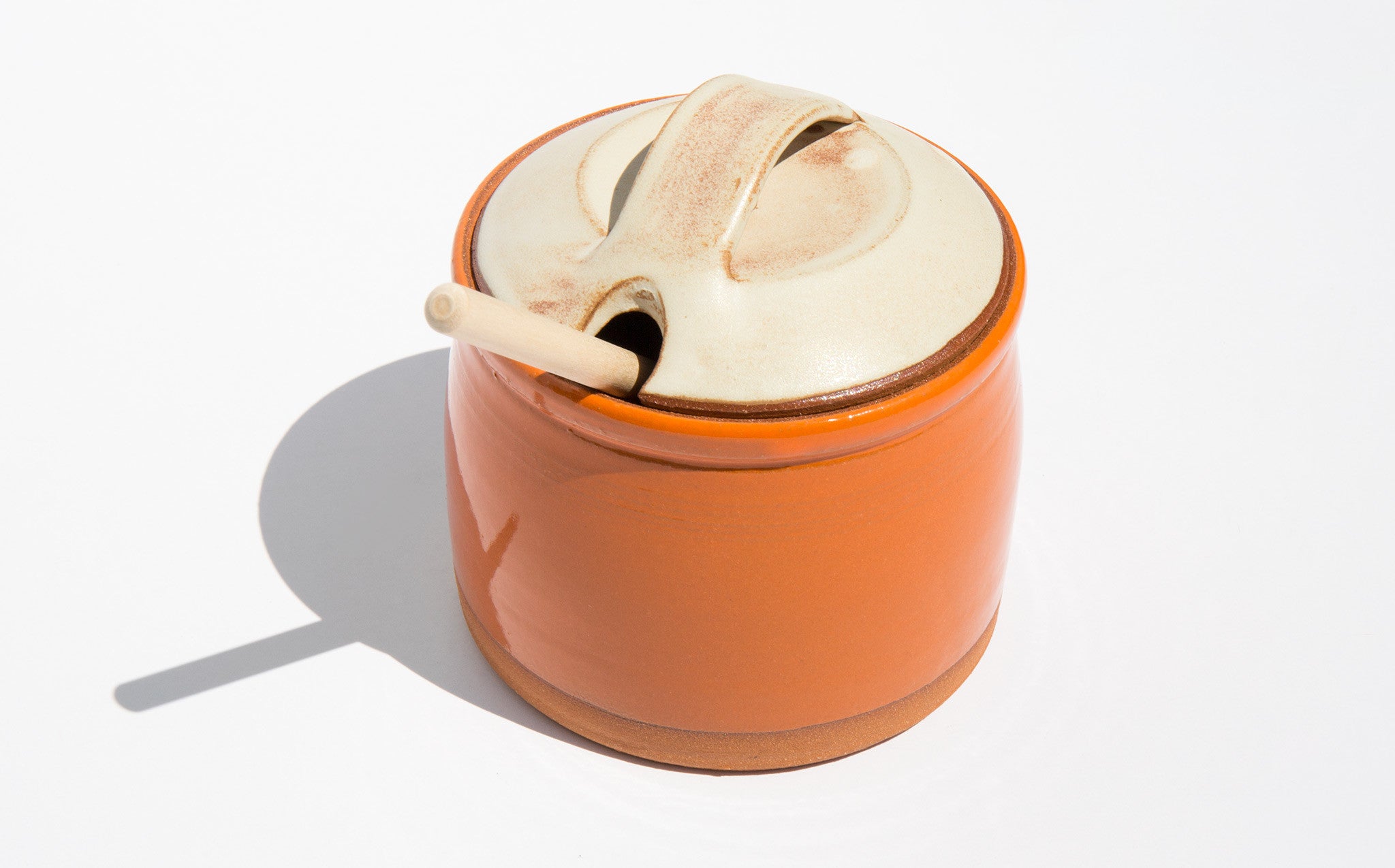 New York Stoneware Tangerine Honey Pot With Dipper
