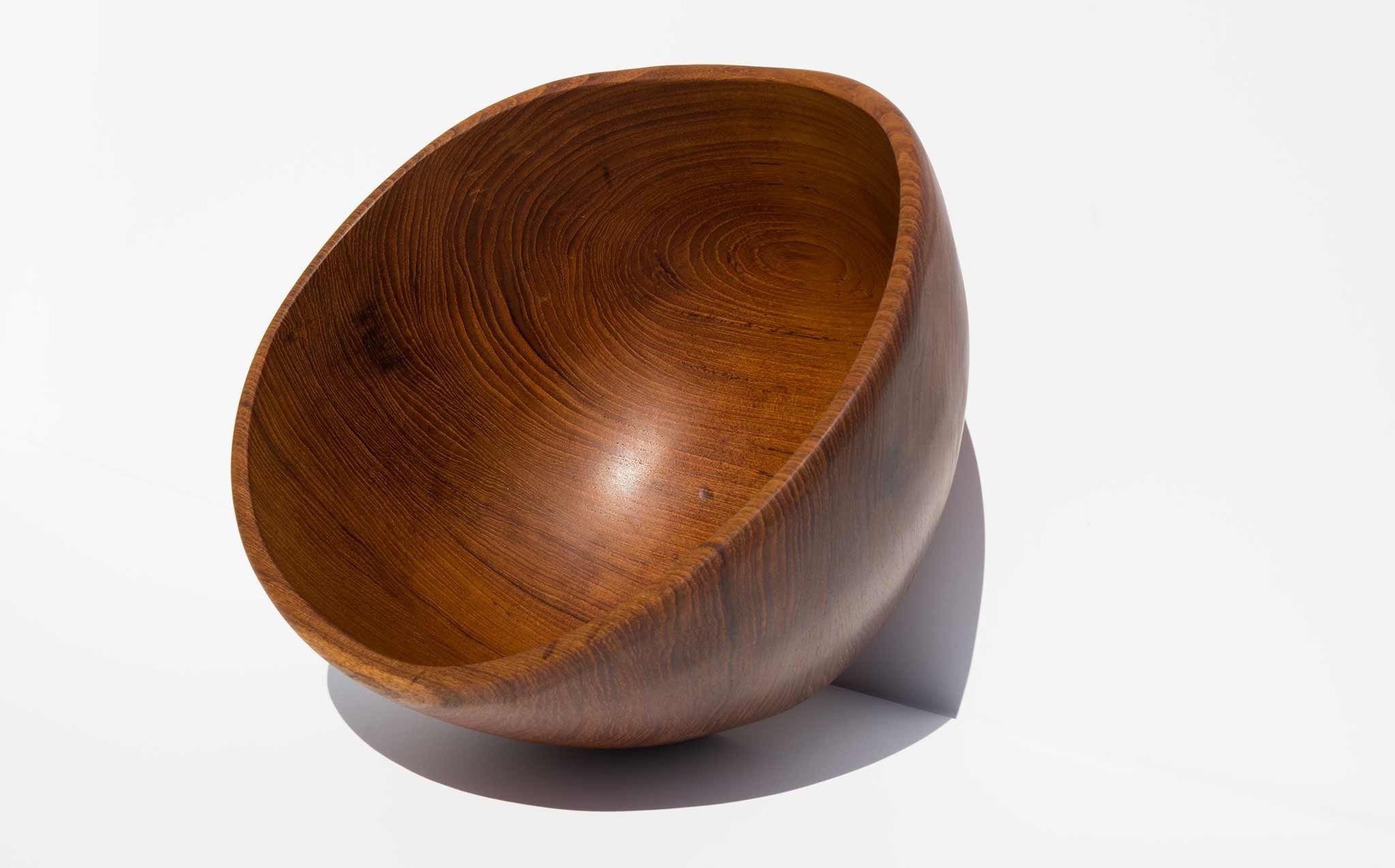 solid teak bowl in the style of Finn Juhl