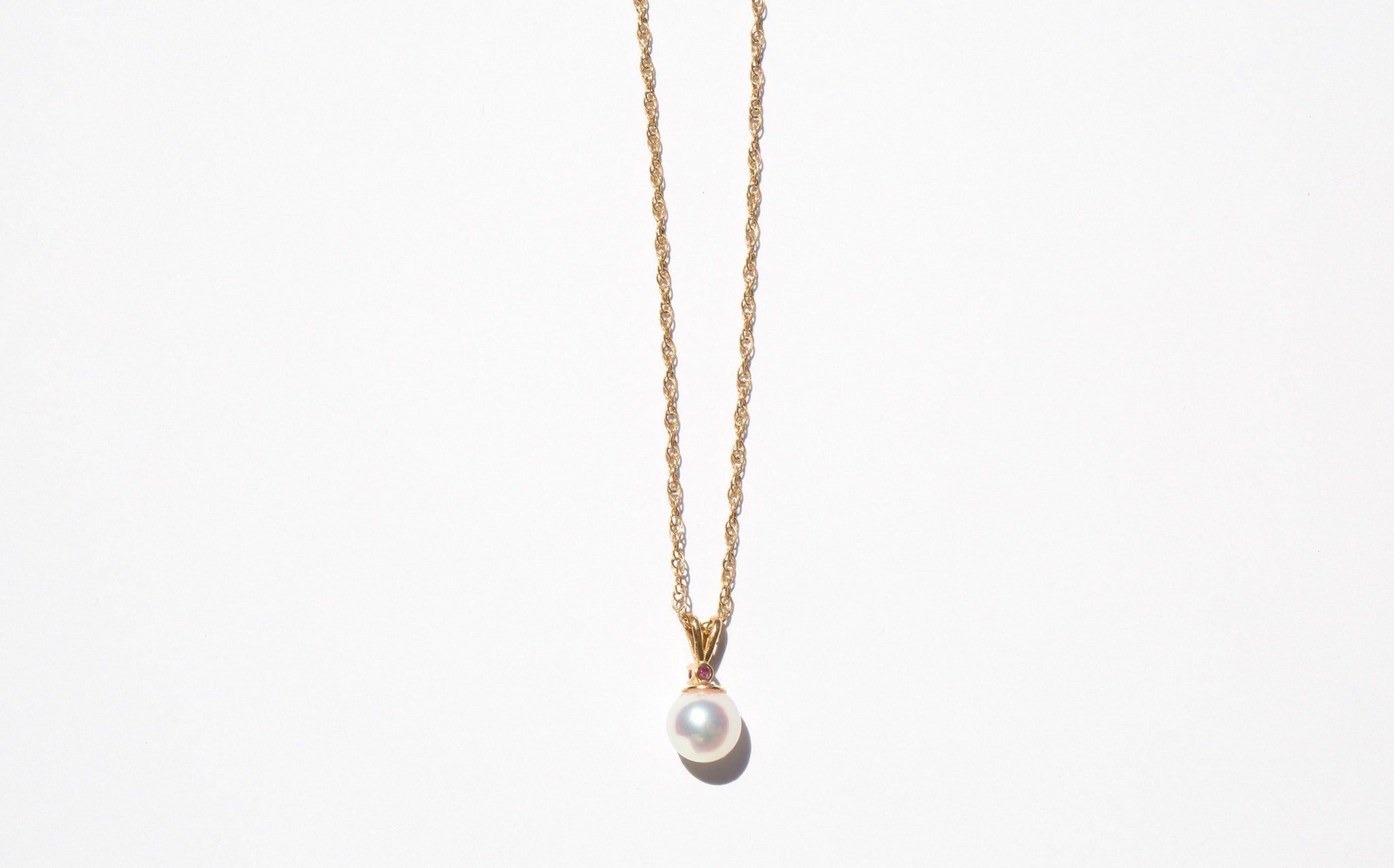 Pearl and Ruby Pendant Necklace