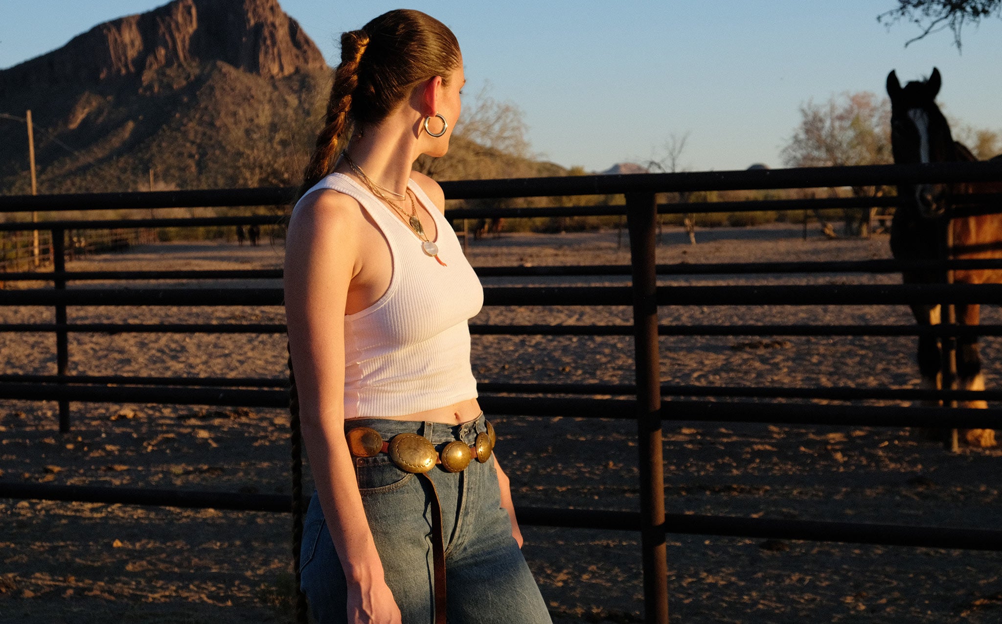 Brass and Leather Concho Belt