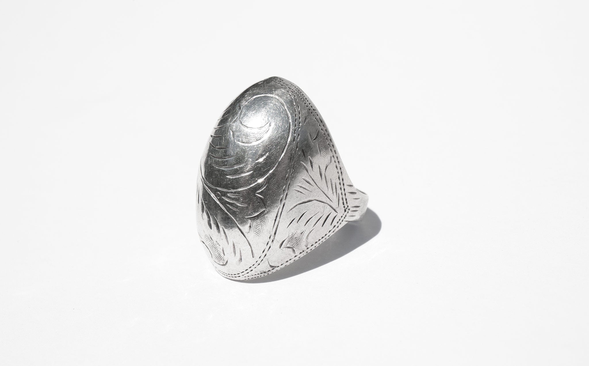 Etched Silver Dome Ring