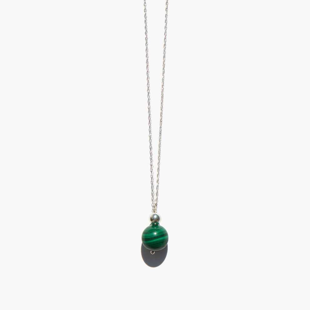 Sterling and Malachite Sphere Necklace