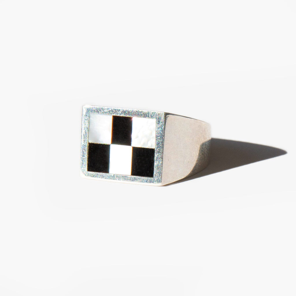 J. Hannah Chess Inlay Signet Ring
