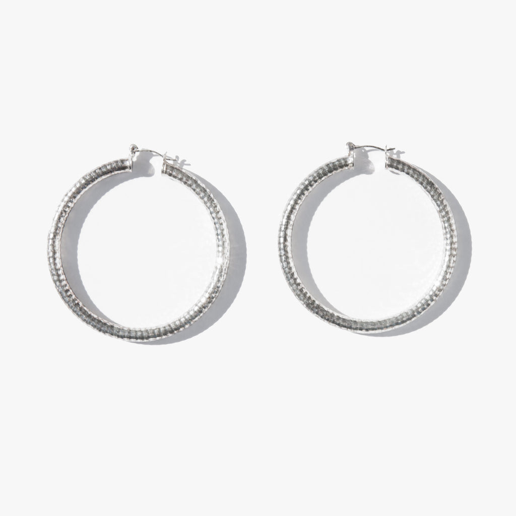 Faceted Silver Hoops