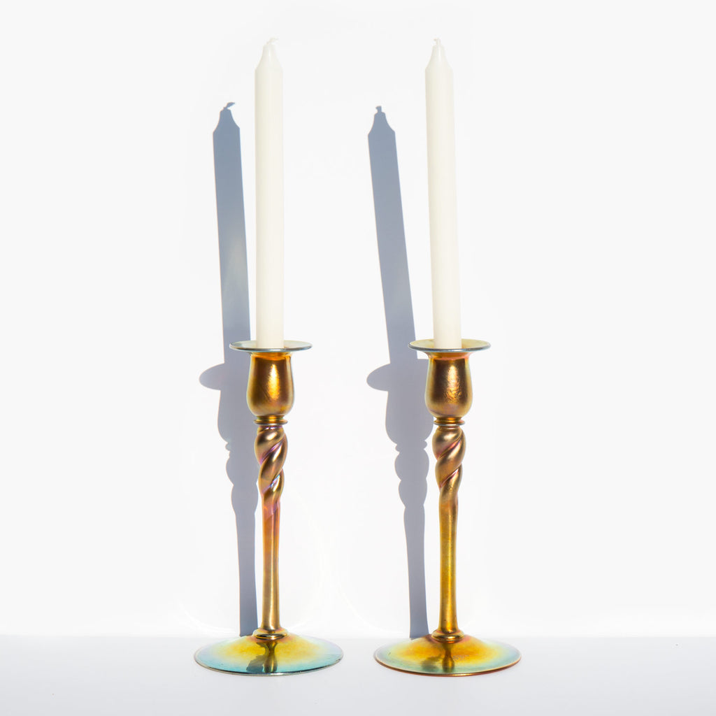 Gold Aurene Candlesticks by Steuben
