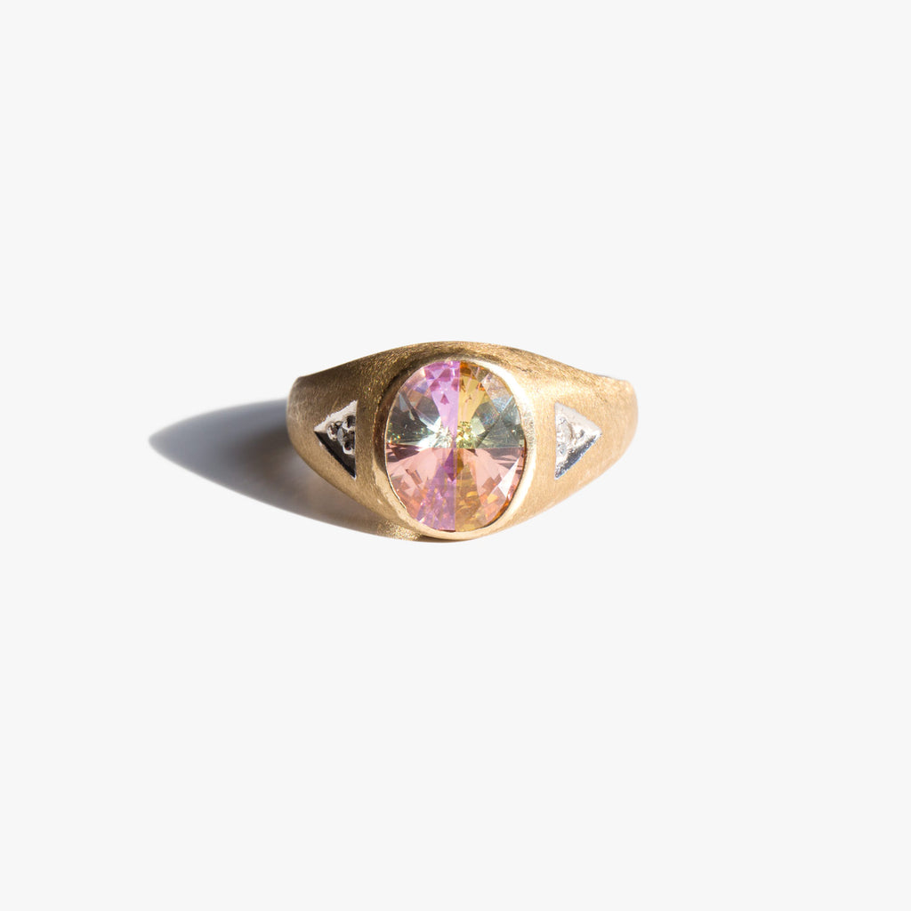 Rainbow Crystal and Diamond Ring