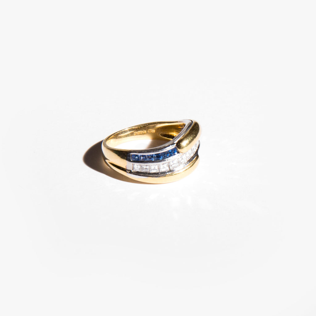 Sapphire and Diamond Wave Ring