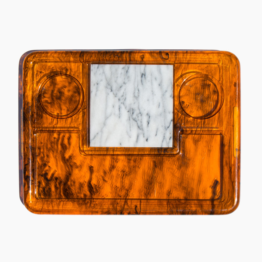 Tortoise Lucite and Marble Cheese Tray