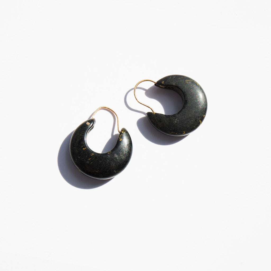 Antique Onyx Hoop Earrings