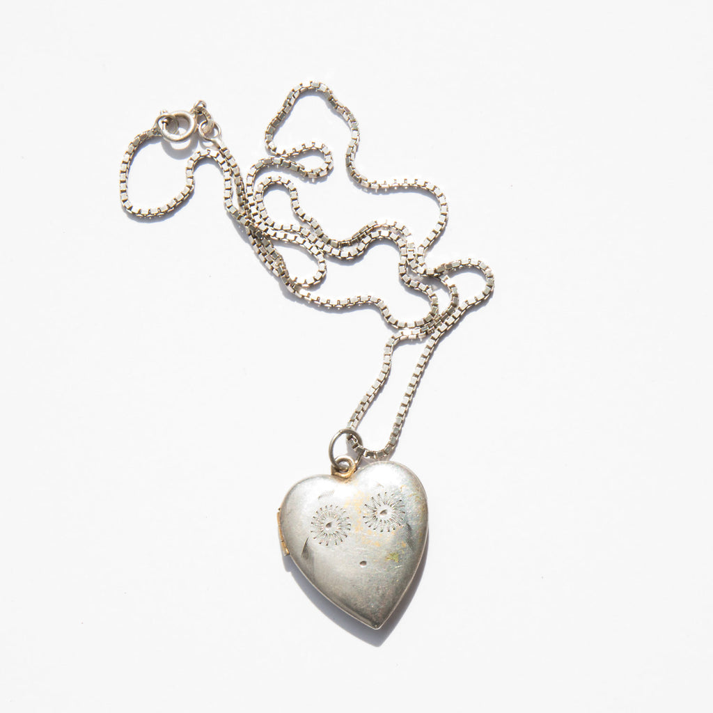 Vintage Sterling Heart Charm Necklace