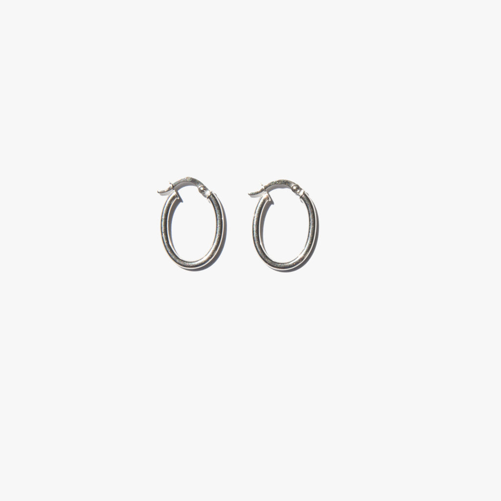 Classic White Gold Oval Hoop Earrings