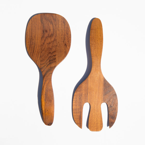 Mid Century Wooden Salad Servers