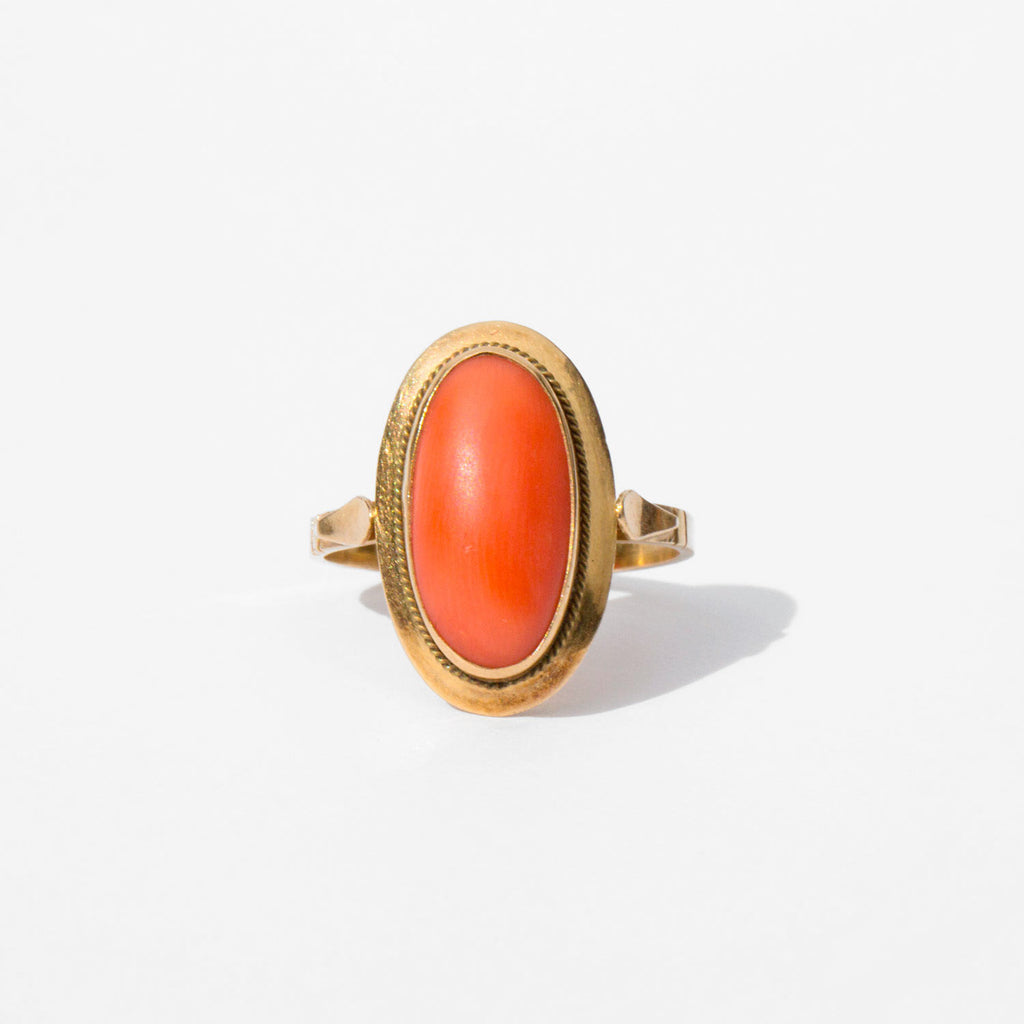Coral and 18K Gold Ring
