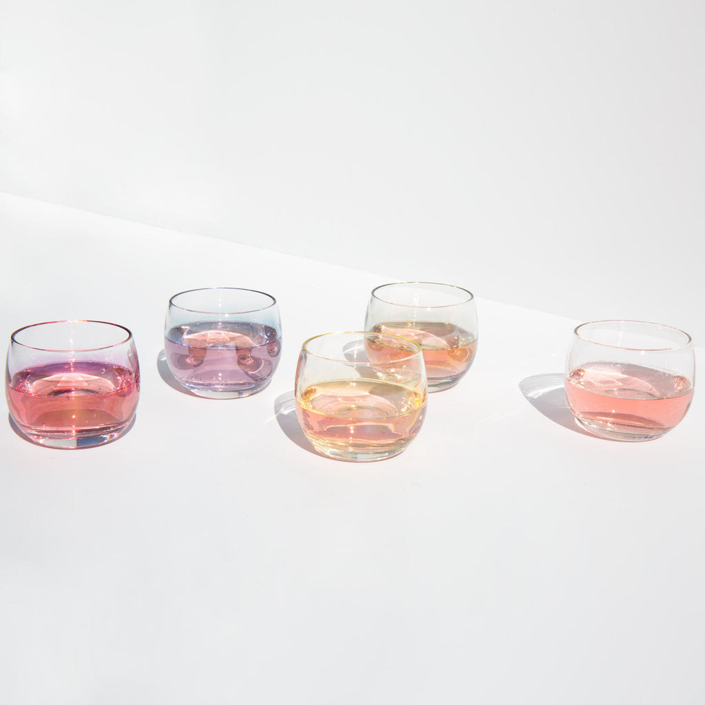 Iridescent Roly Poly Cordial Glasses