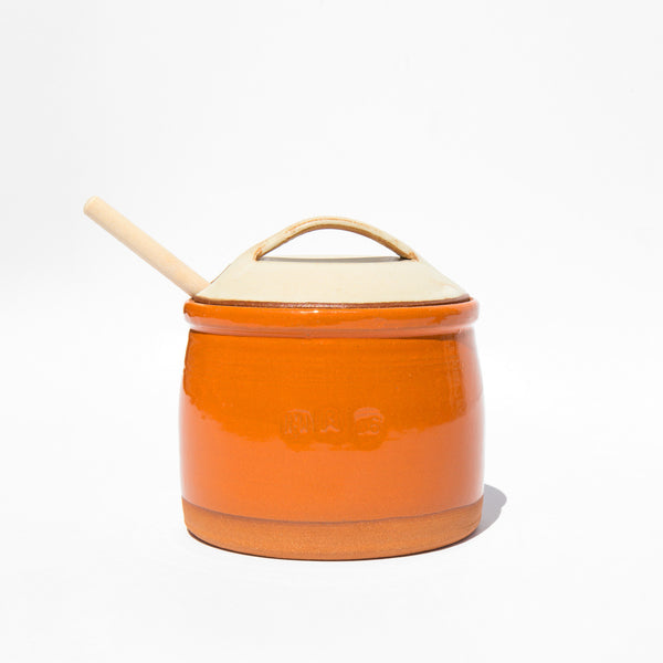 New York Stoneware Tangerine Honey Pot With Dipper