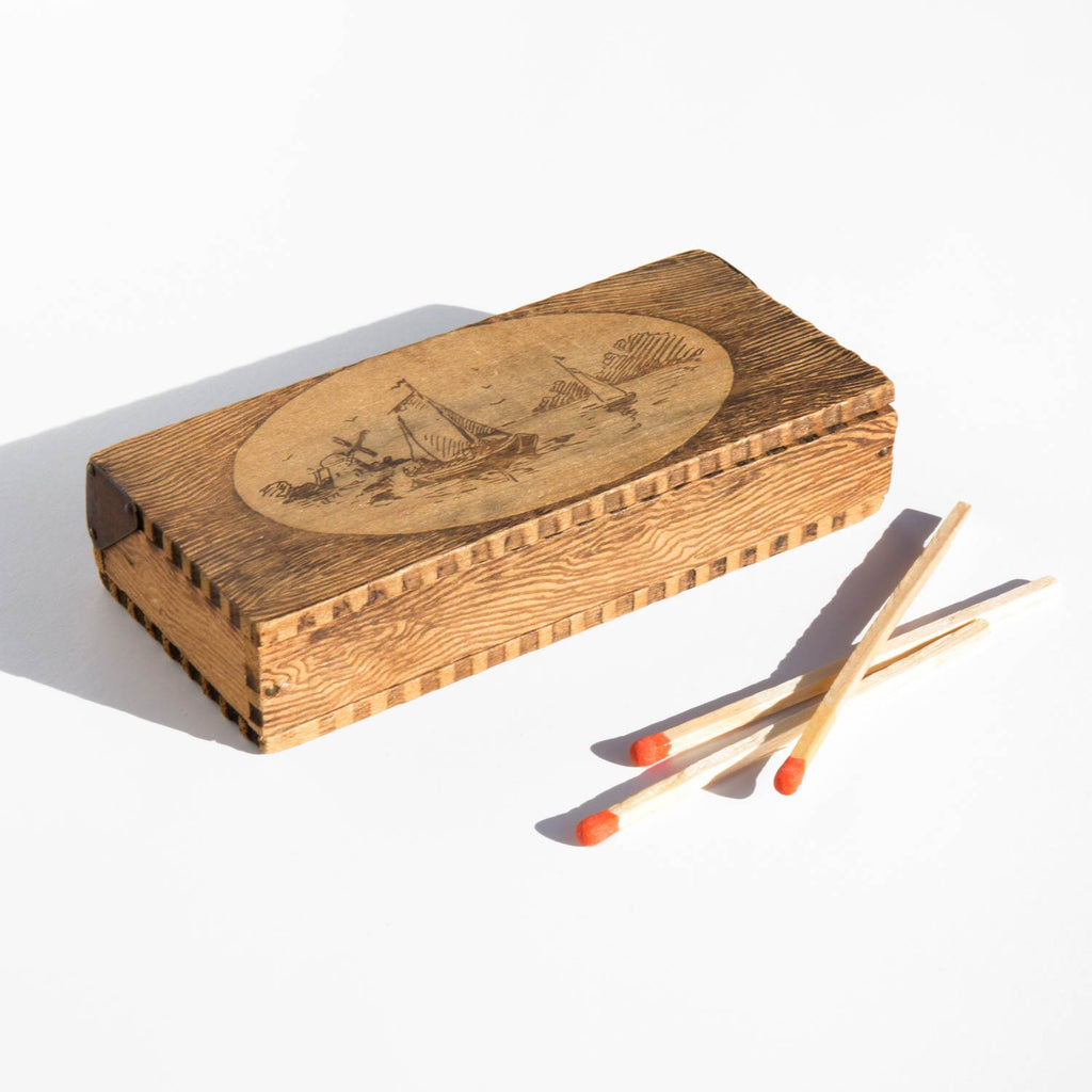 Nautical Etched Wooden Matchbox